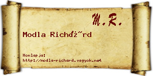 Modla Richárd névjegykártya